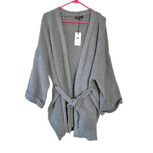 Cezele Boutique Women’s Gray Oversized Knit Open Front Cardigan Size Medium NWT